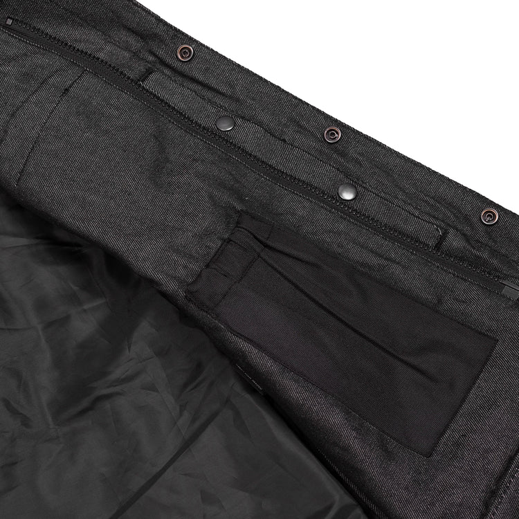 Men's Leather-Denim Combo Motorcycle Vest - No Collar