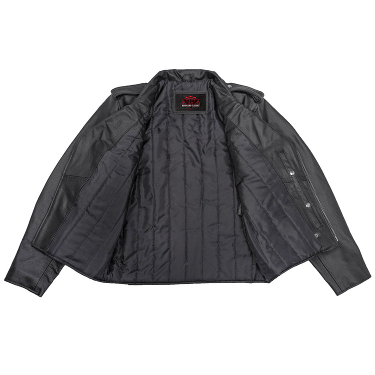Classic Star Black Men's Leather Motorcycle Jacket – Adjustable Fit
