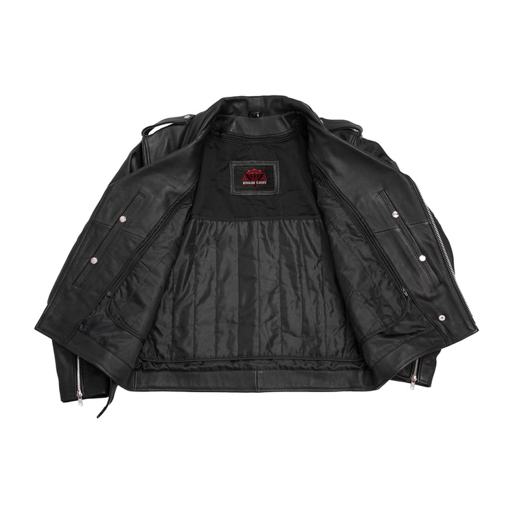 Men's Premium Classic Plain Side Police Style Jacket - Black