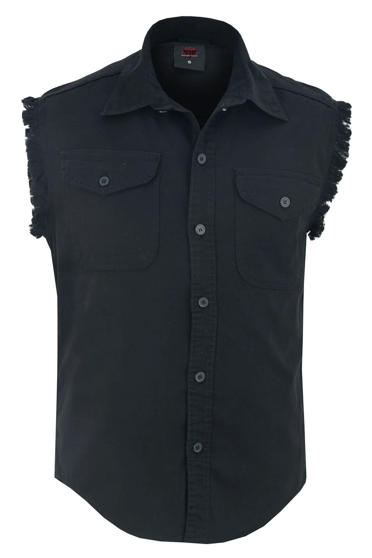 Men's Black Lightweight Sleeveless Denim Shirt