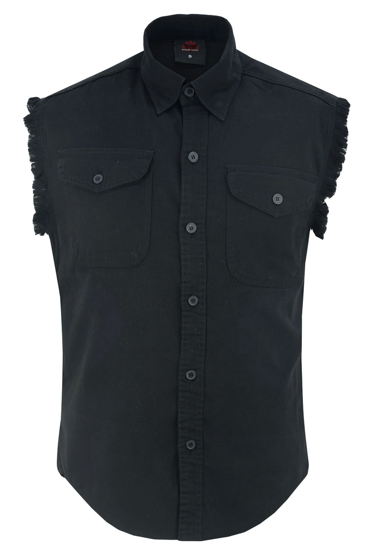 Men's Black Lightweight Sleeveless Denim Shirt