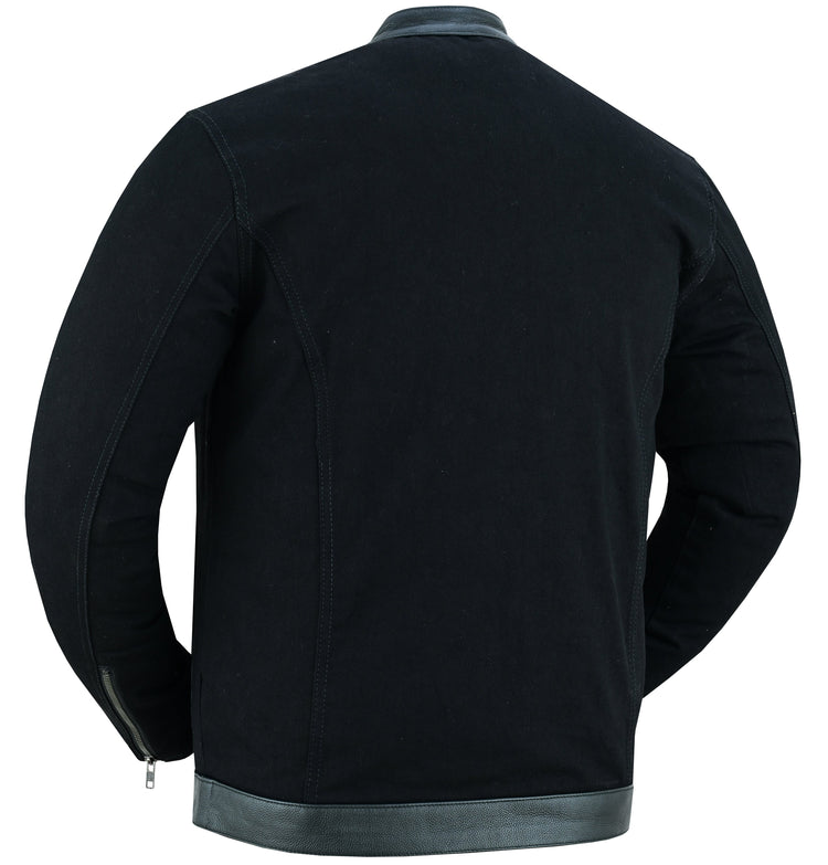 Men's Full Cut Denim Jacket – Leather Trim & Hidden Pockets