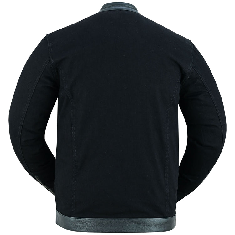 Men's Full Cut Denim Jacket – Leather Trim & Hidden Pockets