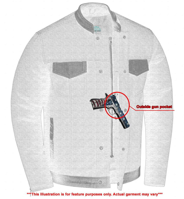 Men's Full Cut Denim Jacket – Leather Trim & Hidden Pockets