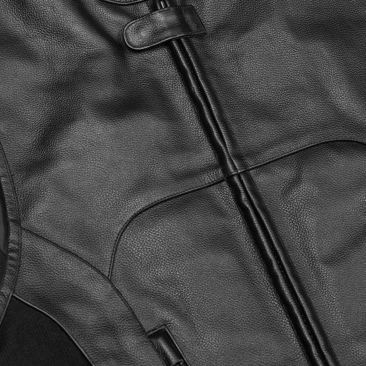 Men's Black Leather SWAT Style Motorcycle Vest