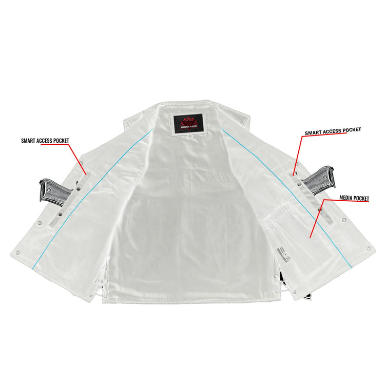 Clubster Men's Black Milled Cowhide Side Lace Motorcycle Leather Vest