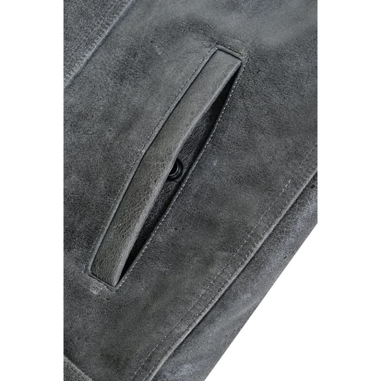 Men's Distressed Gray Cowhide Leather Motorcycle Vest