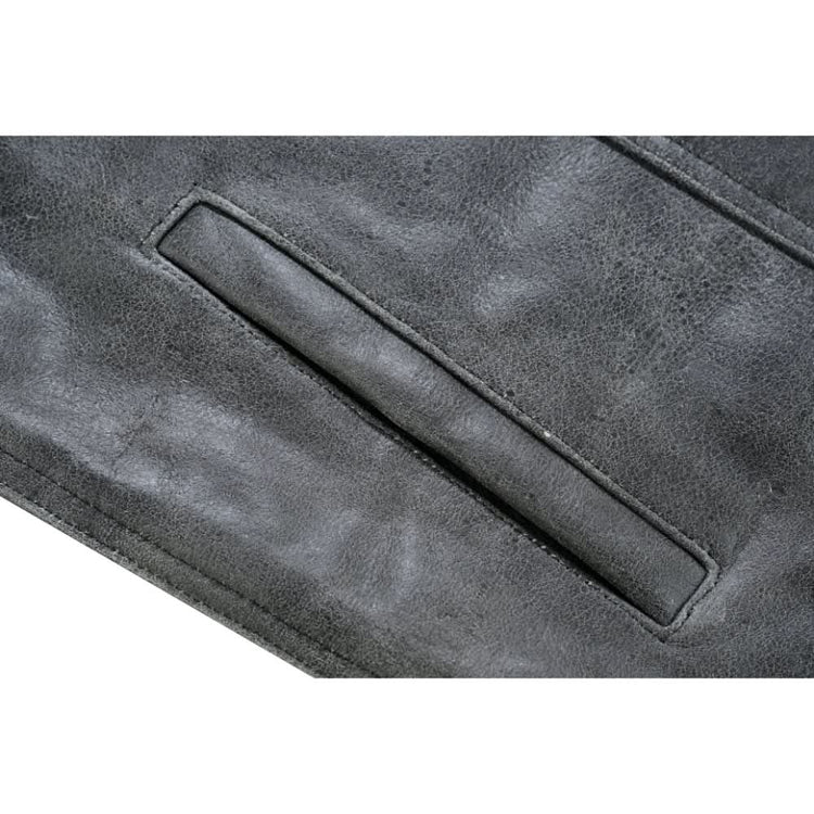 Men's Distressed Gray Cowhide Leather Motorcycle Vest