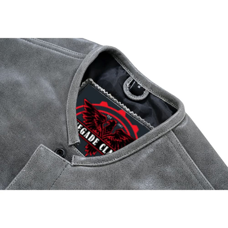 Men's Distressed Gray Cowhide Leather Motorcycle Vest