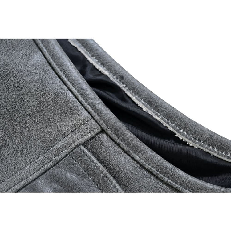 Men's Distressed Gray Cowhide Leather Motorcycle Vest