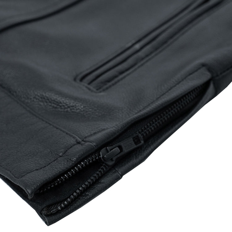 Black Horse Men's Leather Motorcycle Vest