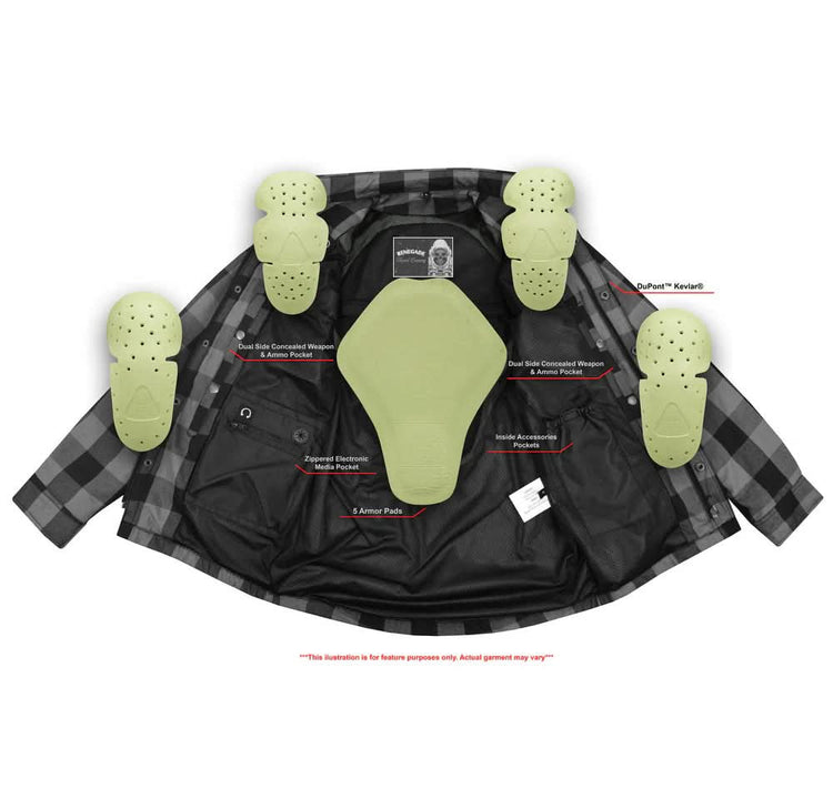 Lumberjack Men's Armored Motorcycle Flannel Shirt - Blue