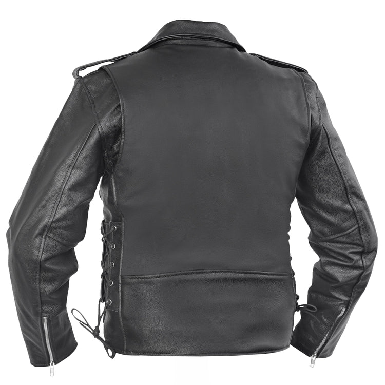Classic Star Black Men's Leather Motorcycle Jacket – Adjustable Fit