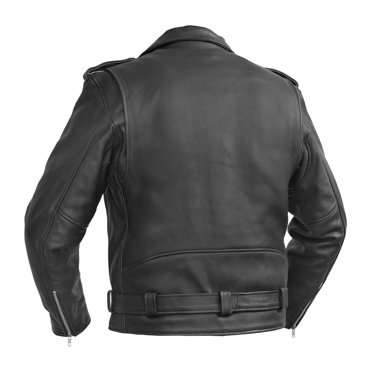Men's Premium Classic Plain Side Police Style Jacket - Black