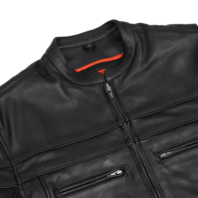 Full Hand Black Leather Motorcycle Jacket