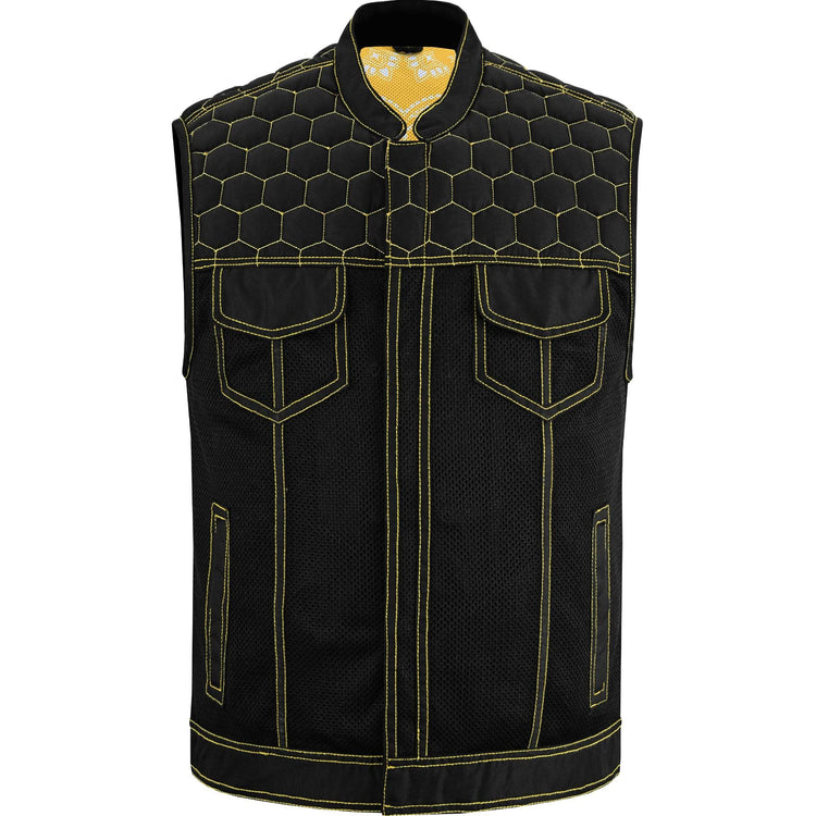 Gloom Gold Men's Black Mesh Textile Vest