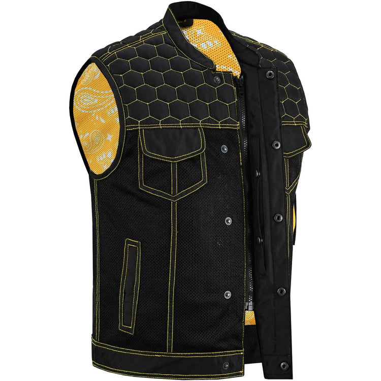 Gloom Gold Men's Black Mesh Textile Vest
