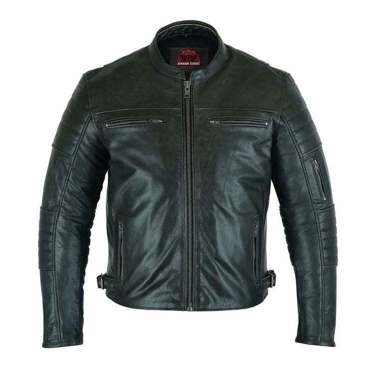 Men's Gun Metal Brown Crossover Leather Scooter Jacket