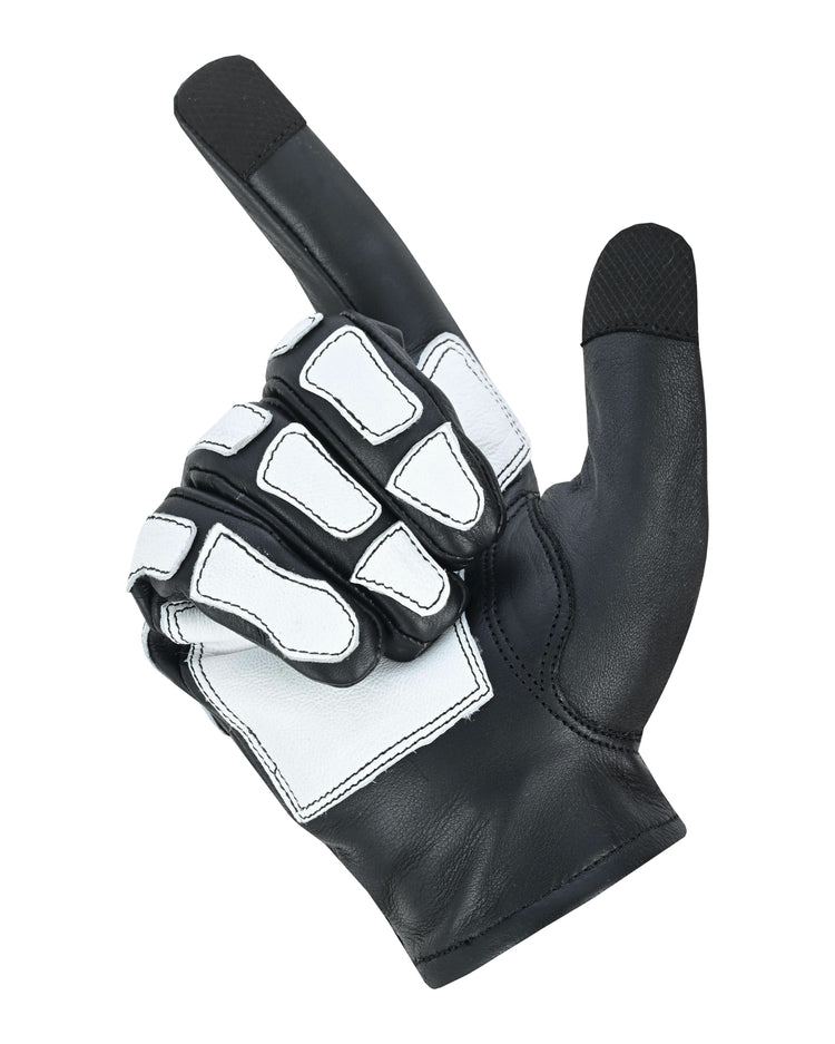 SkullTrail Men's leather  gloves Black & White