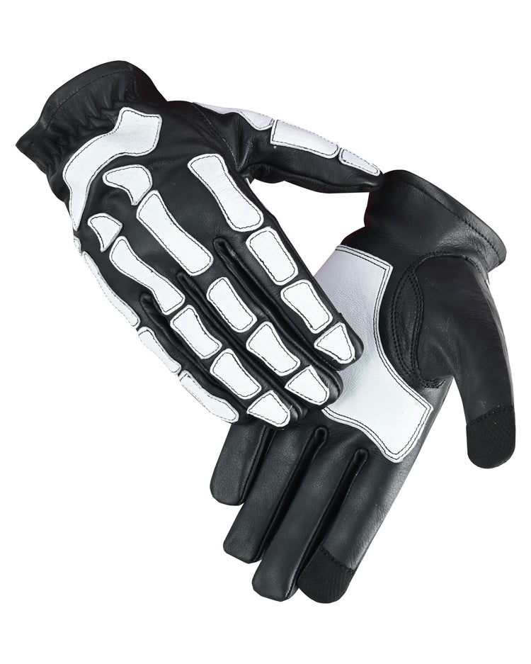 SkullTrail Men's leather  gloves Black & White