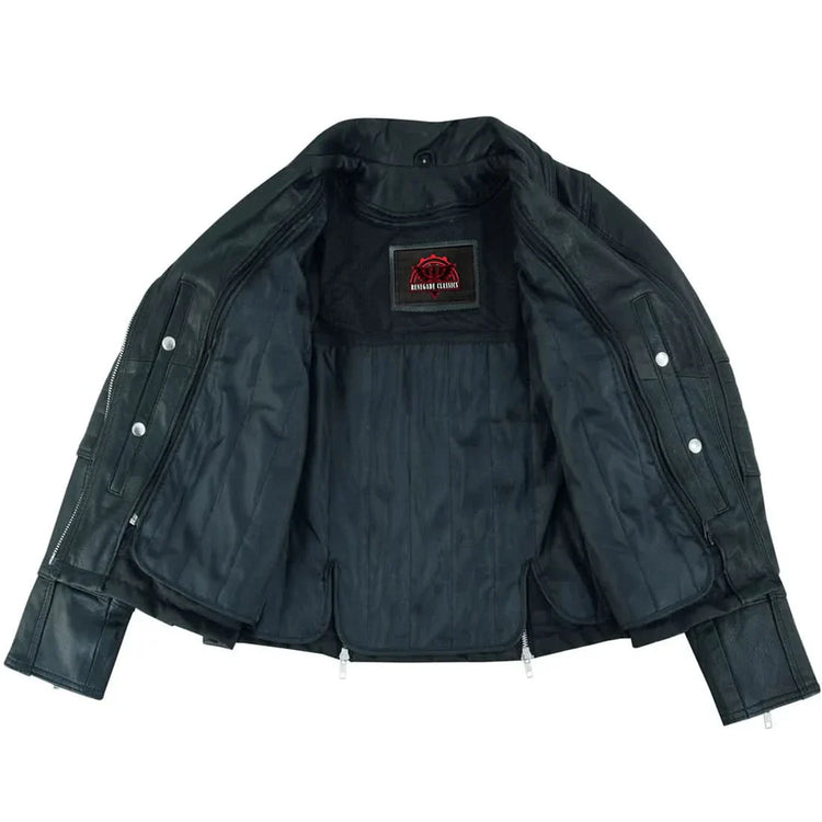 Men's Lightweight Drum Dyed Naked Lambskin Crossover Scooter - Black