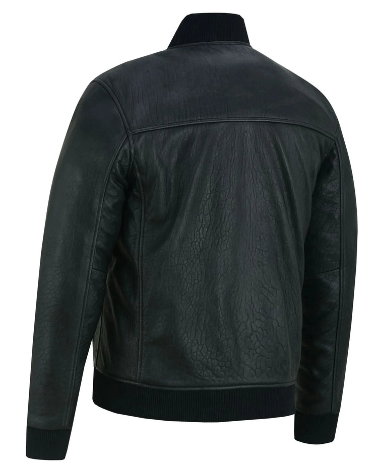 Stalwart Men's Fashion Black Leather Bomber Jacket