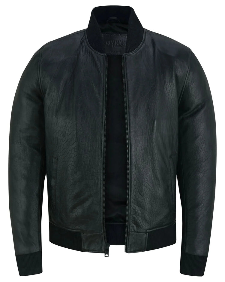 Stalwart Men's Fashion Black Leather Bomber Jacket