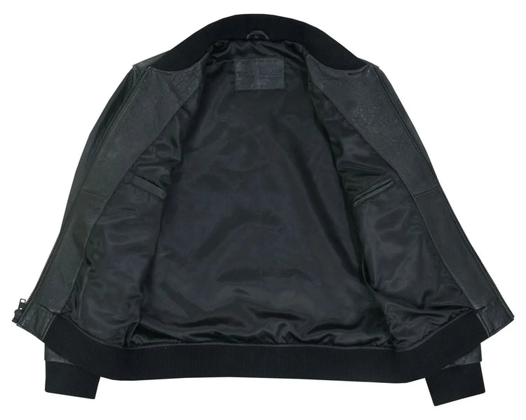 Stalwart Men's Fashion Black Leather Bomber Jacket