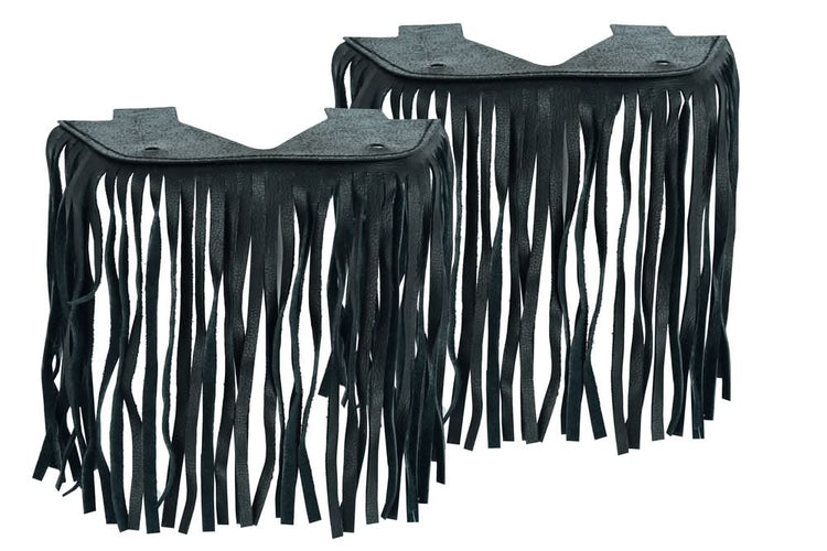 B14 Black Leather Floor Boards with Fringe - Small
