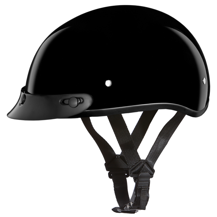 D1-A D.O.T. DAYTONA SKULL CAP- HI-GLOSS BLACK