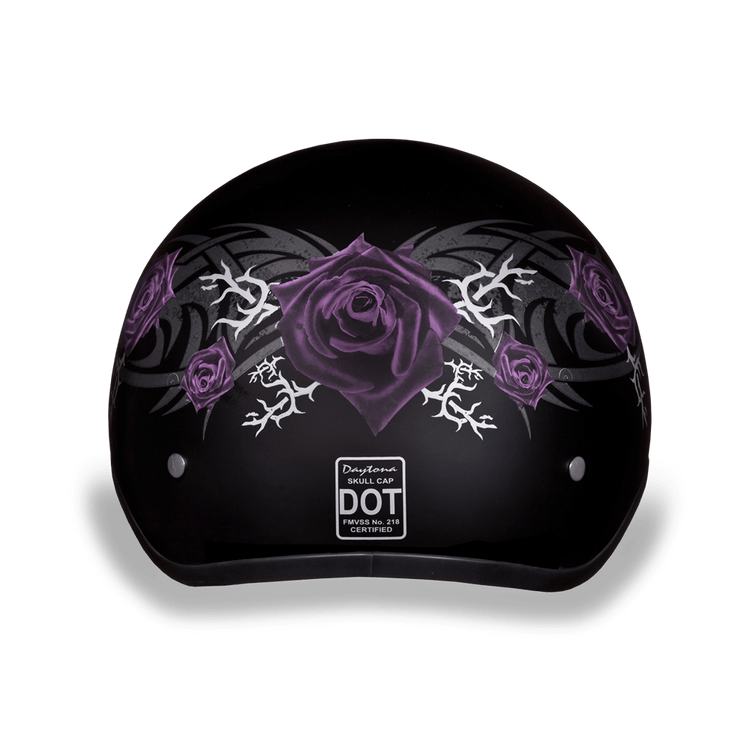 D6-PR DOT Approved Daytona Skull Cap Motorcycle Half Face Helmet – Purple Rose