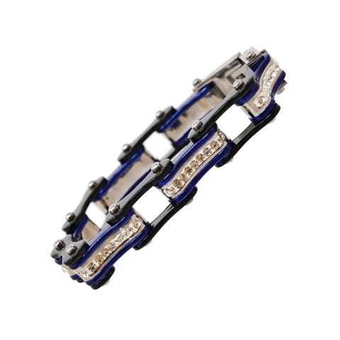 VJ117 Two Tone Black/Candy Blue W/White Crystal Centers