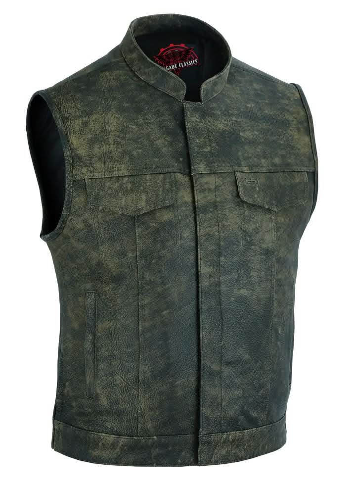 Men's Antique Brown Leather Motorcycle Vest