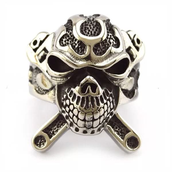 R31 Stainless Steel X Skull Biker Ring