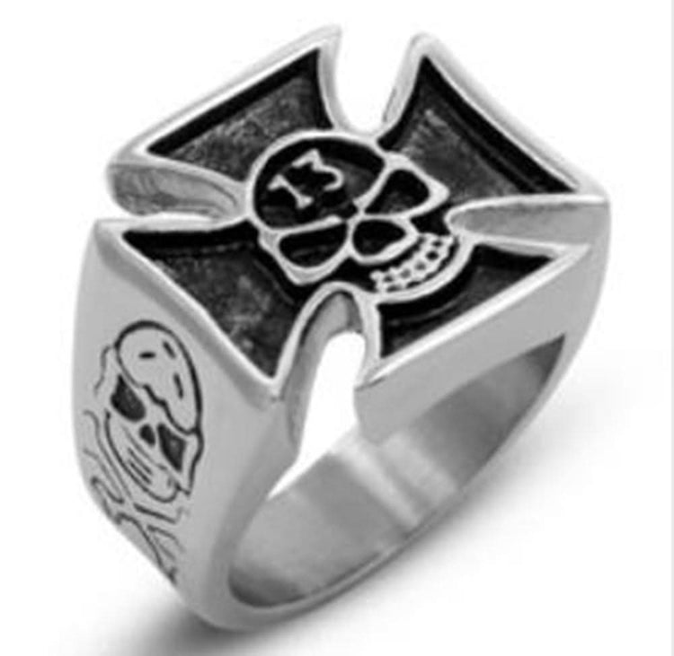 R16 Stainless Steel Skull 13 Biker Ring