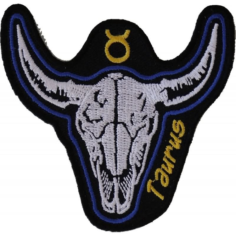 P547 Taurus Skull Zodiac Sign Patch