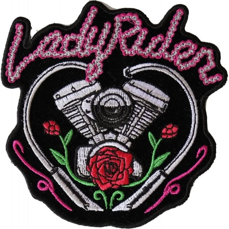 P627 Lady Rider Chain Engine Rose Patch