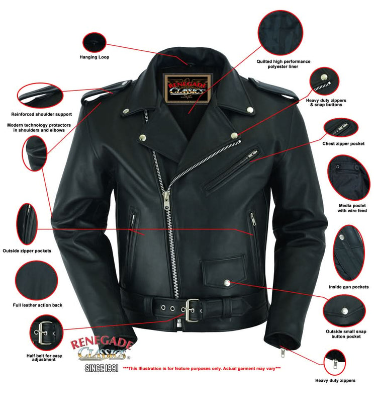 Super Arnold Men's Black Leather Jacket – Retro Design