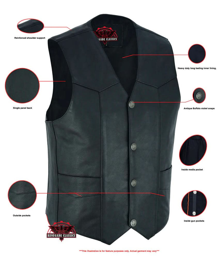 Men's Single Back Panel motorcycle vest