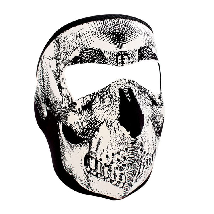 WNFM2G ZAN® Full Mask- Neoprene- Black and White Skull- Glow