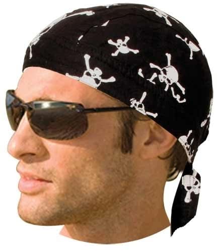 HW261 Headwrap White Crossbones