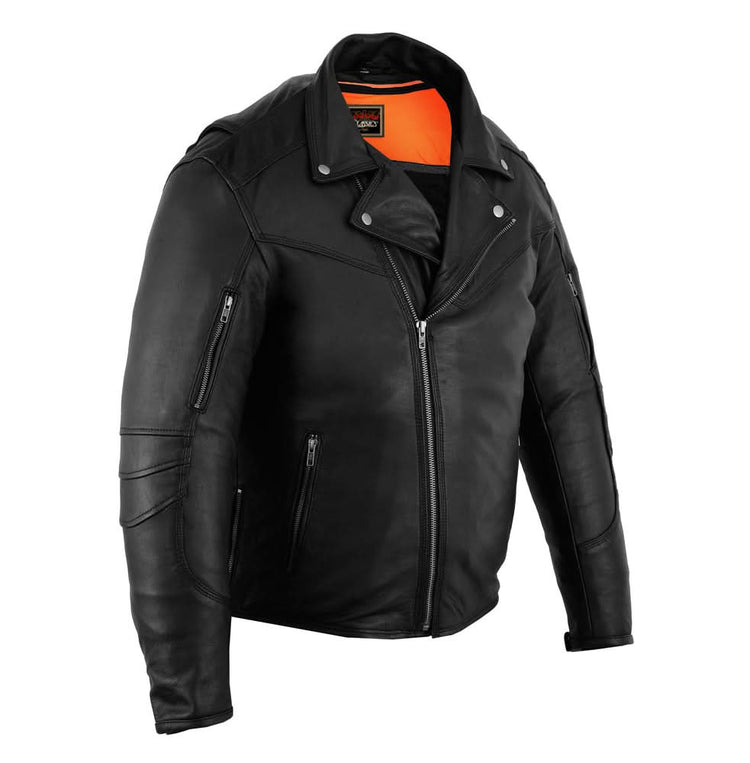 Black Speed Men's Motorcycle Leather Jacket – Smart Access Pocket