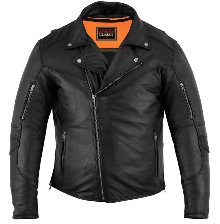 Black Speed Men's Motorcycle Leather Jacket – Smart Access Pocket