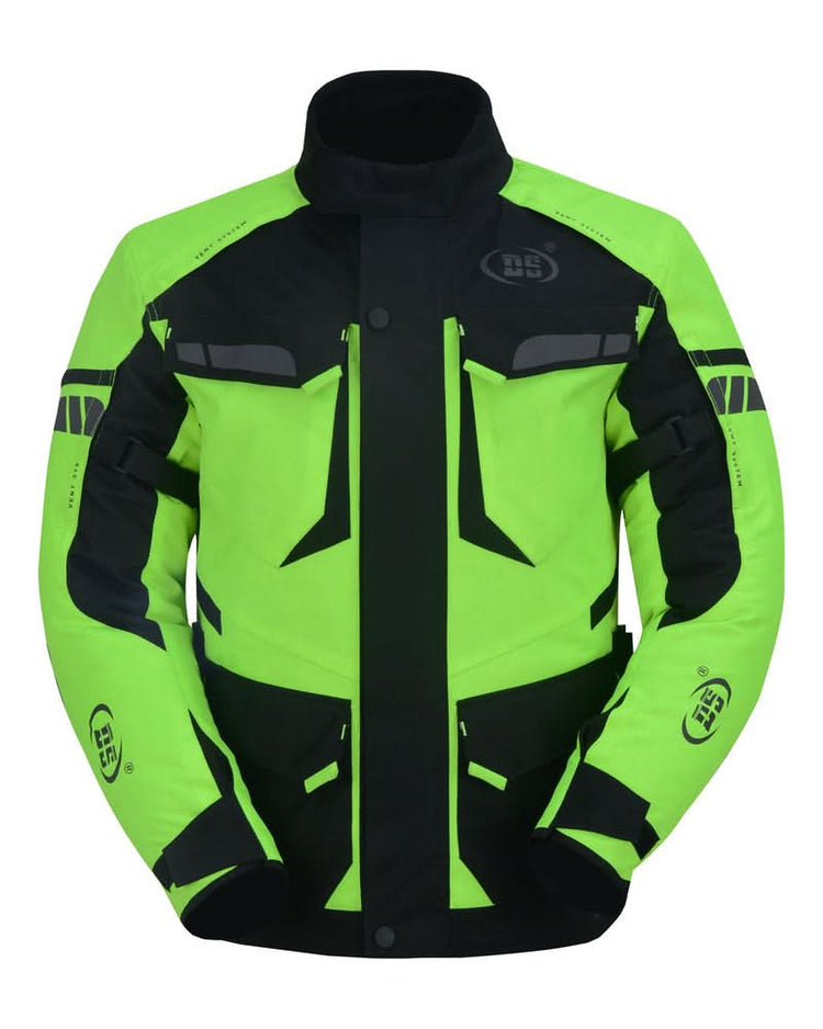 4-Season Hi-Vis Mens Textile Motorycyle Jacket Waterproof & Ventilated