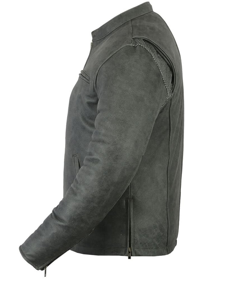 Men's Sporty Gray Leather Cruiser Jacket
