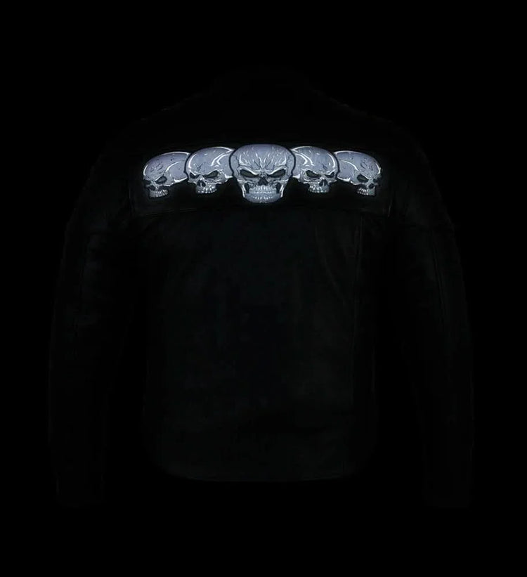 Men's Black Reflective Skulls Scooter Jacket