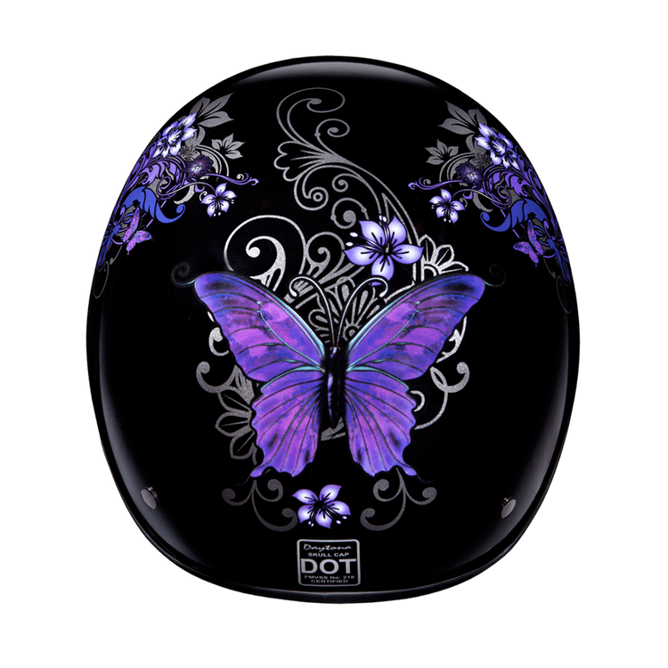D6-B D.O.T. DAYTONA SKULL CAP - W/ BUTTERFLY