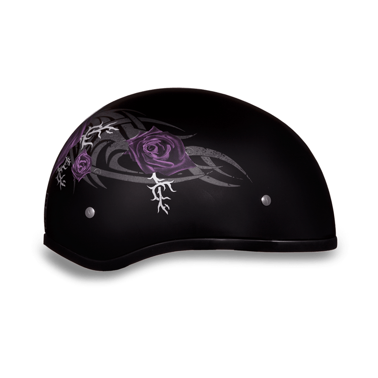 D6-PR DOT Approved Daytona Skull Cap Motorcycle Half Face Helmet – Purple Rose