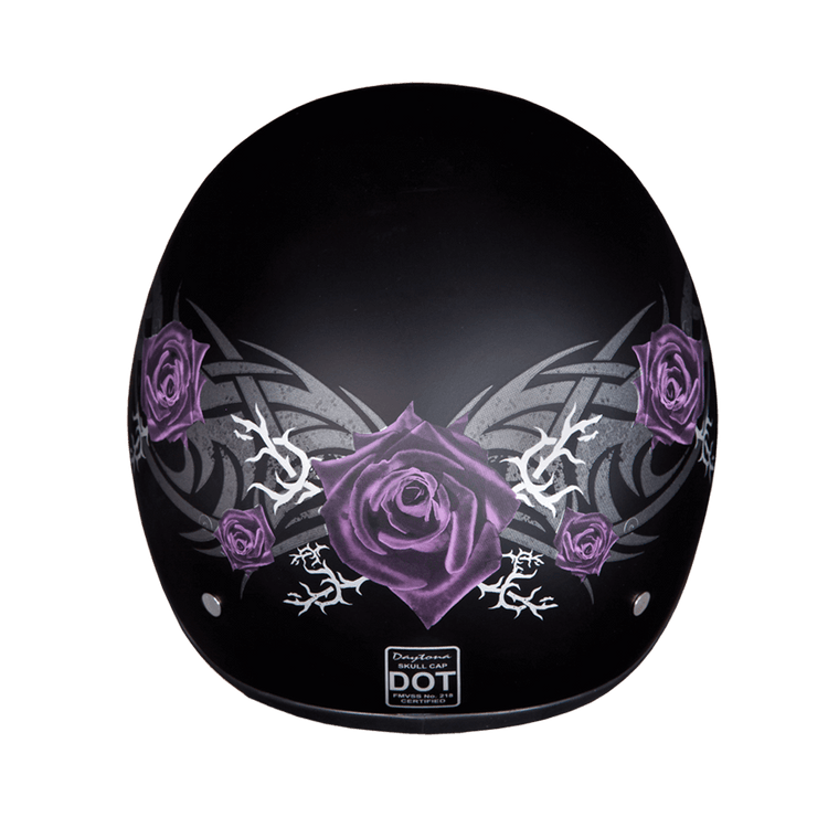 D6-PR DOT Approved Daytona Skull Cap Motorcycle Half Face Helmet – Purple Rose