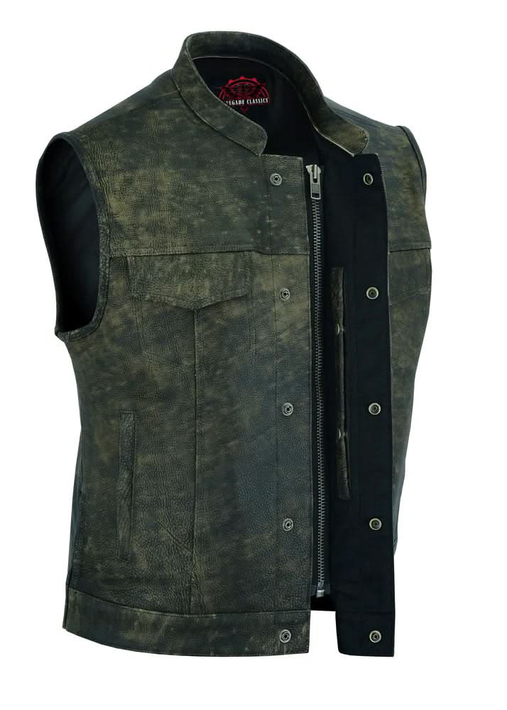 Men's Antique Brown Leather Motorcycle Vest